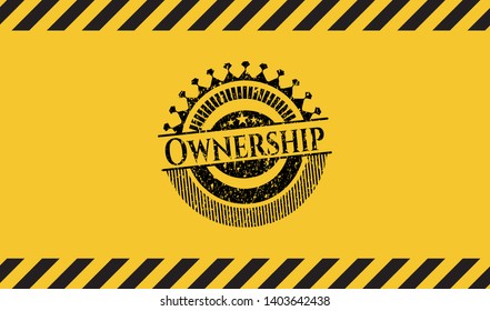 Ownership black grunge emblem with yellow background. Vector Illustration. Detailed.