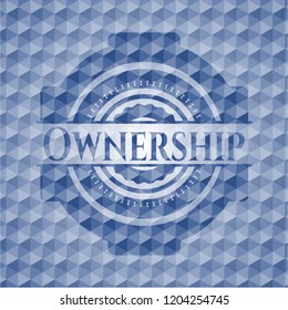 Ownership blue badge with geometric pattern.