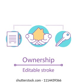 Ownership Concept Icon. Real Estate Idea Thin Line Illustration. Private Property Insurance. Vector Isolated Outline Drawing. Editable Stroke