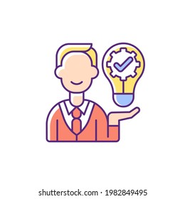 Ownership focus RGB color icon. Employee commitment. Creative work. Job productivity, effectiveness. Corporate values. Company policy. Business project. Isolated vector illustration