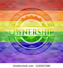 Ownership on mosaic background with the colors of the LGBT flag