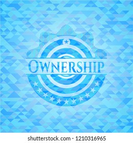 Ownership sky blue emblem with triangle mosaic background