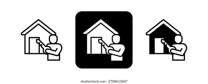 Propriedade Cor sólida e desenho de linha preta conjunto de ilustração vetorial
