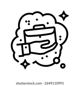 owning business dream line icon vector. owning business dream sign. isolated contour symbol black illustration
