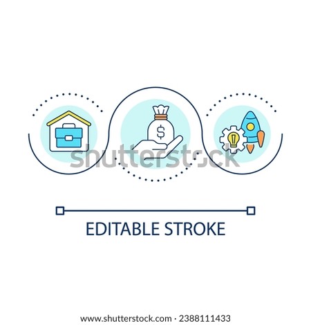 Owning home based business loop concept icon. Freelance job. Family startup. Self employment abstract idea thin line illustration. Isolated outline drawing. Editable stroke. Arial font used