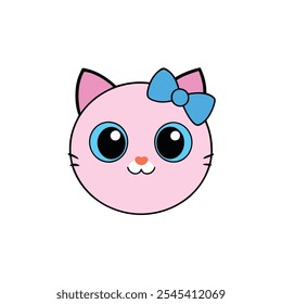 ownload this cute cat face sticker in vector format, ideal for logos, icons, and creative design projects. High-quality, detailed, and versatile vector art.