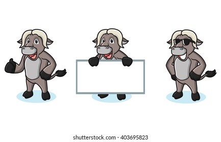 Ox Black Mascot happy, pose and bring board
