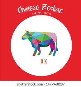 OX BUFFALO CHINESE ZODIAC ANIMALS POP ART LOW POLY LOGO ICON SYMBOL. TRIANGLE GEOMETRIC POLYGON