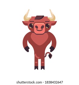 Ox, bull flat icon, vector sign, colorful pictogram isolated on white. Chinese New Year 2021 year of the ox symbol, logo illustration. Flat style design