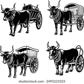 Ox Carriage Vector Art illustration