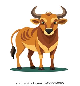  Ox Cartoon Colored Clipart Illustration Vector 