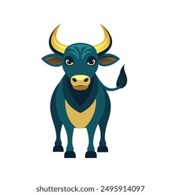  Ox Cartoon Colored Clipart Illustration Vector 