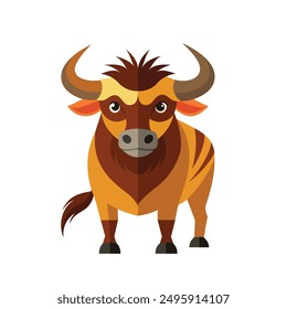  Ox Cartoon Colored Clipart Illustration Vector 