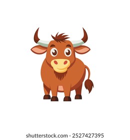  Ox Cartoon Colored Clipart Illustration Vector.