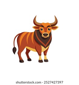  Ox Cartoon Colored Clipart Illustration Vector.