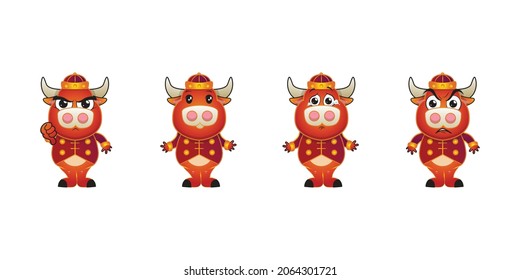ox chinese zodiac emotion vector illustration design