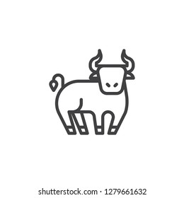 Ox Chinese Zodiac Line Icon. Linear Style Sign For Mobile Concept And Web Design. Chinese Year Of Ox Outline Vector Icon. Symbol, Logo Illustration. Pixel Perfect Vector Graphics