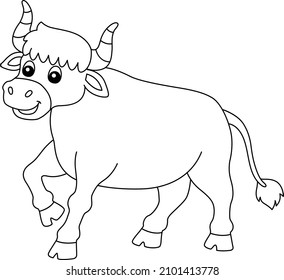 Ox Coloring Page Isolated for Kids