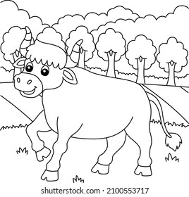 Ox Coloring Page Kids Stock Vector (Royalty Free) 2100553717 | Shutterstock