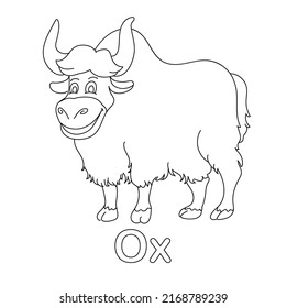 Ox coloring page line art animal vector