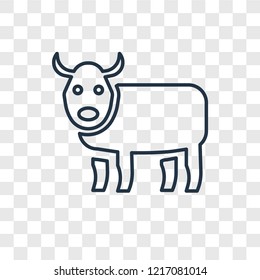 Ox concept vector linear icon isolated on transparent background, Ox concept transparency concept in outline style