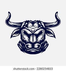 Ox cow buffalo Art logo. Colorful design with dark background. Abstract vector illustration. Isolated black background for t-shirt, poster, clothing, merch, apparel, badge design