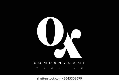 OX Creative Abstract Typography Design de logotipo. Logotipo elegante que combina tipografia arrojada e formas criativas, ideal para soluções de marca e identidade.