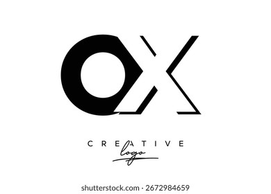 Logotipo creativo minimalista de espacio negativo de OX con monograma moderno para marca y logotipo de marca comercial con letras iniciales Diseño de logotipo para marca.