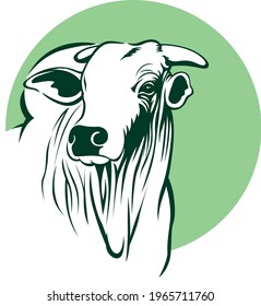 ox face in green circle