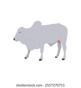 Ox, Farming Flat Vector Illustration