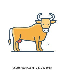 Ox flat color icon on white background for web design and mobile app