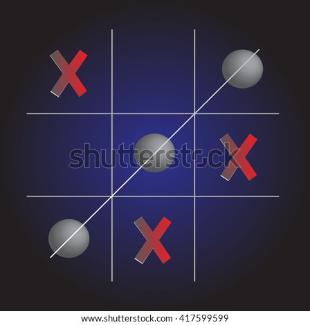 OX Game result o team win, 3d vector illustration.