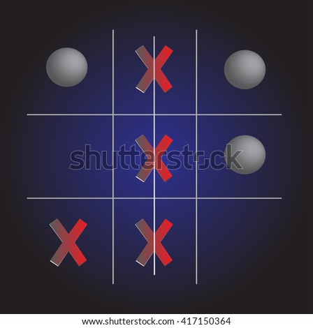 OX Game result x team win, 3d vector illustration.