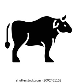 Ox Glyph Icon Animal Vector 
