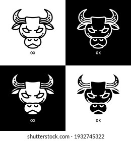 Ox Head Character Symbol. Bull Animal Icon Set Illustration. Buffalo Logo Vector
