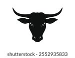  Ox head silhouette black vector art illustration.