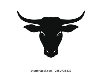  Ox head silhouette black vector art illustration.