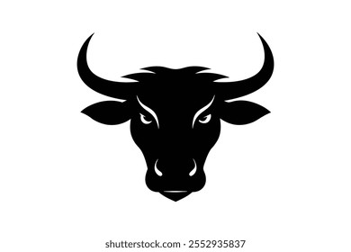  Ox head silhouette black vector art illustration.