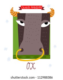 ox. horoscope vector drawing.