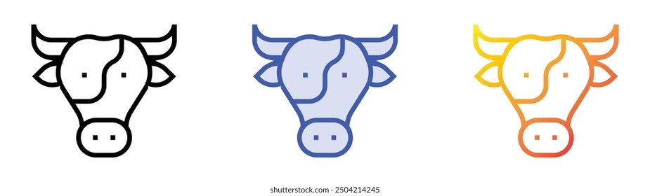 ox icon. Linear, Blue Fill and Gradient Style Design Isolated On White Background