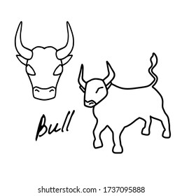 Ox icons. Hand drawn vector bull logo