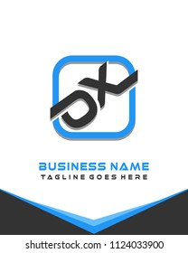 OX initial box letter logo template vector