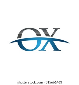 OX initial company blue swoosh logo