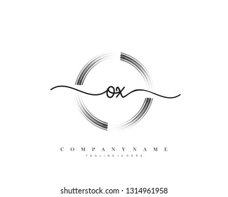 OX initial handwriting logo template vector