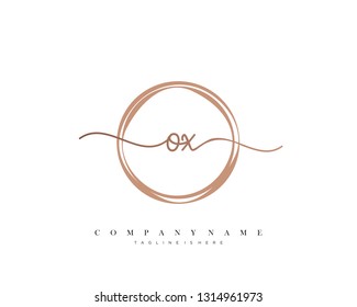 OX initial handwriting logo template vector