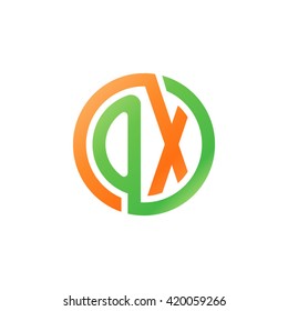 OX initial letters looping linked circle logo orange green