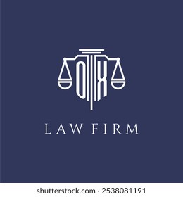 OX initial monogram for lawfirm logo with scales vector image