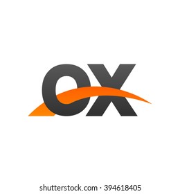 OX initial overlapping swoosh letter logo black orange