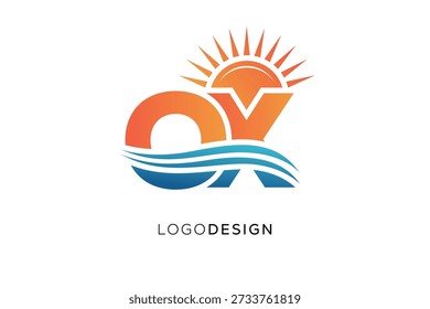 OX Letter Logo Monogram Sun Wave Modern Branding Design