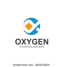 letra de cuadro para la web de la plantilla de diseño de la ilustración del vector del icono del oxígeno